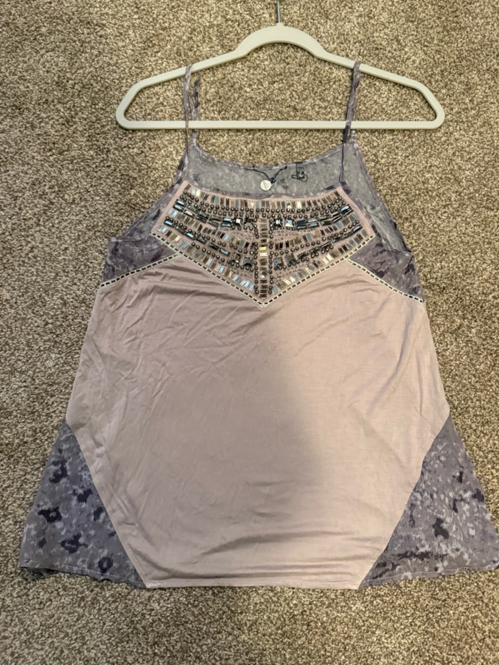 BKE Lavender Purple and Light Pink Beaded Camisole